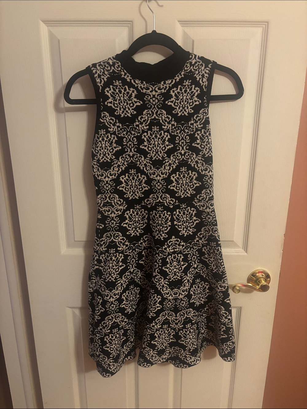 Xhilaration Black and White Knit Fit and Flare Dress